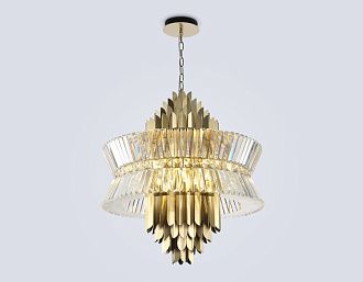 Подвесная люстра с хрусталем **75-120 см, 18*E14*40W, K, Ambrella Light High Light LH41023, латунь