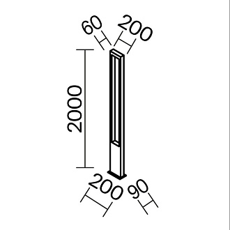 Светодиодный светильник 200 см, 25W, 3000K, Maytoni Bonn O425FL-L25GF, графит