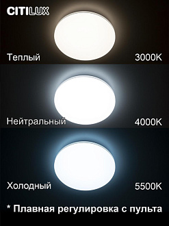 Светильник 34 см, 33W с пультом Симпла Citilux CL714330G 3000-5500K, белый