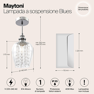 Подвес хрустальный диаметр 14 см Maytoni Fusion MOD044-PL-01-N прозрачный