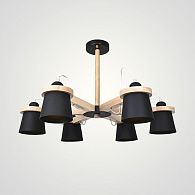 Люстра на штанге NATURA B6 Black 66*56*56 см, 6*E27*60W, ImperiumLoft NATURA-B01, Светлое дерево