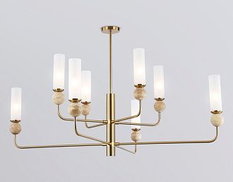 Люстра на штанге с мрамором **55-144,5 см, 8*E14*40W, K, Ambrella Light High Light LH53252, латунь