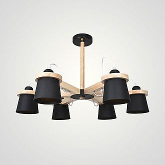 Люстра на штанге NATURA B6 Black 66*56*56 см, 6*E27*60W, ImperiumLoft NATURA-B01, Светлое дерево