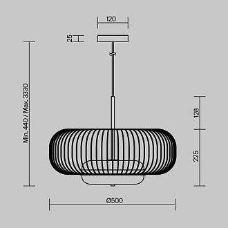 Подвесной светильник 50*337 см,  LED, 20W, 3000К, Maytoni Levitation MOD376PL-L30G3K латунный