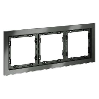 Рамка стеклянная Voltum S70 на 3 поста, титан, стекло Стекло/пластик  VLS110306