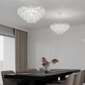Подвесной светильник 60*60*33-76 см, 8*E14*60W, Bogate's Gutta 476/8, белый, a068863