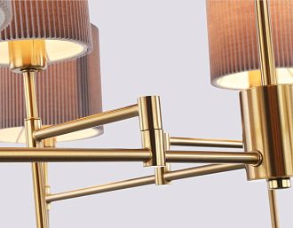 Люстра на штанге с абажурами **36,5-70,5 см, 8*E14*40W, K, Ambrella Light High Light LH72383, латунь