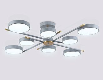 Люстра светодиодная на штанге **17- см, **W, 3000-6000K, Ambrella Light Comfort FL516339, серый, медь