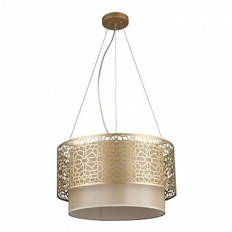 Подвесная люстра F-Promo Arabesco 2911-5P, D600*H265/1200, золота, внутренний плафон из бежевой ткани, внешний металлический декоративный плафон в марокканском стиле