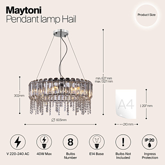 Подвесной светильник Maytoni Neoclassic Hail MOD097PL-08CH, диаметр 61 см, хром