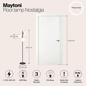 Светильник 150 см, Maytoni Nostalgia MOD048FL-03G, черный-золото