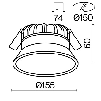Светильник 16 см, 18W, 3000-6000K, Technical DL055-18W3-4-6K-W, белый, вр 15 см