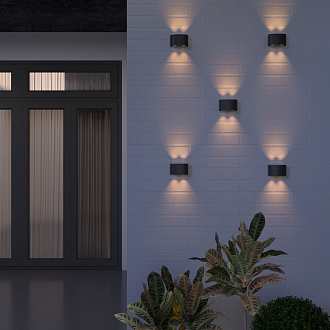 Уличный настенный светодиодный светильник TWINKY DOUBLE черный 1555 TECHNO LED  черный Elektrostandard