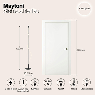 Светодиодный светильник 150 см, 15W, 3000K, Maytoni MOD166FL-L15B3K, черный