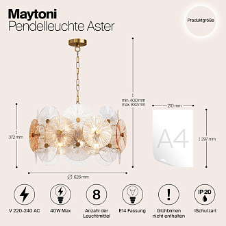 Светильник 63 см, Maytoni MOD007PL-08G, золото