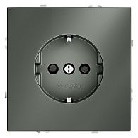 Розетка встраиваемая Voltum S70 с заземлением и защитными шторками, 16А, титан пластик Soft touch VLS040206