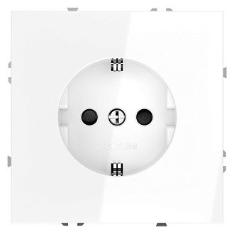 Розетка встраиваемая Voltum S70 с заземлением и защитными шторками, 16А, белый  пластик  VLS040201