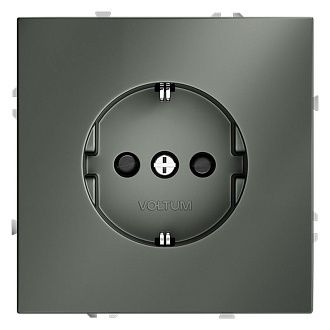 Розетка встраиваемая Voltum S70 с заземлением и защитными шторками, 16А, титан пластик Soft touch VLS040206