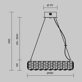 Подвесная люстра 58*58*318 см, LED, 3000К, Maytoni CASTELLO  MOD336PL-L120G3K золотой