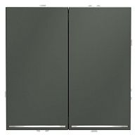 Проходной переключатель встраиваемый Voltum S70 двухклавишный с подсветкой 10А, титан пластик Soft touch VLS020406