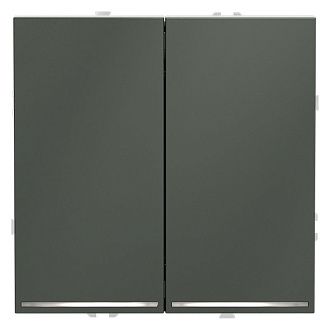 Проходной переключатель встраиваемый Voltum S70 двухклавишный с подсветкой 10А, титан пластик Soft touch VLS020406