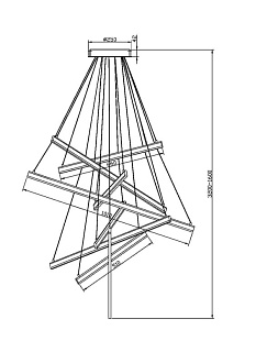 Каскадная люстра 101*101*320 см, LED, 90W, 2600К-3500К, Maytoni LINE  MOD016PL-L96GK золотой