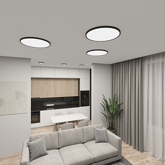 Накладной светильник 40*2,5 см, 36W, 3000-6000К, Denkirs THIN DK6522-BK черный