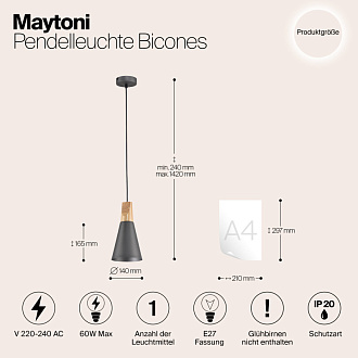 Подвесной светильник P359-PL-140-C Maytoni BICONES, серый