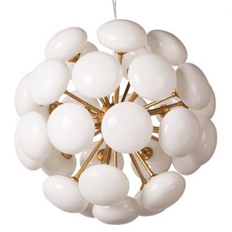 Подвесная люстра Mid-Century Sputnik Milk Glass Chandelier 55*55* см, 31*G9*40W, ImperiumLoft mid-century01, Золотистый