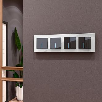 W0041105 Рамка на 4 поста Favorit, белый матовый,стекло Werkel, 4690389159930