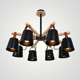 Люстра на штанге NATURA C8 black 70*70*100 см, 8*E27*60W, ImperiumLoft NATURA-C01, Чёрный