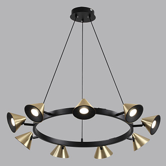 Подвесной светильник 81*100 см, 9*GU10 Lumion Lamina 8233/9 черный, золотой
