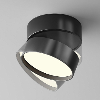 Накладной светильник 12*12*8,2 см, LED, 18W, 4000К, Maytoni Technical ONDA C024CL-18W4K-B-1 черный