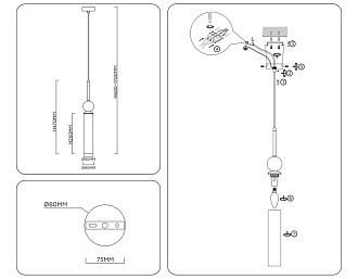 Подвесной светильник **47- см, 1*E14*40W, K, Ambrella Light High Light LH53256, латунь