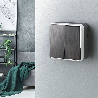 W5020004 Выключатель двухклавишный Gallant, графит рифленый Werkel, 4690389164132