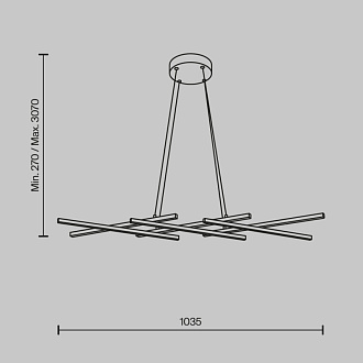 Подвесная люстра 103,5*30*305,7 см, LED, 40W, 3000К, Maytoni Halo MOD244PL-L50BSK латунный
