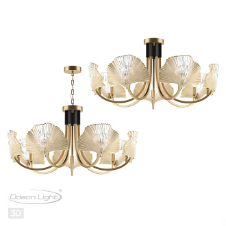 Подвесная/потолочная люстра Диаметр 100 см Odeon Light Ventaglio 4870/7 Золото