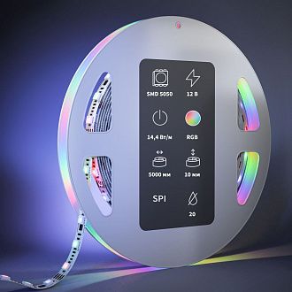 Светодиодная лента 12V 5050 14,4Вт/м RGB 5м IP 20 201242, 500 см, Maytoni SPI 201242, цена за метр, катушкой по 5 м