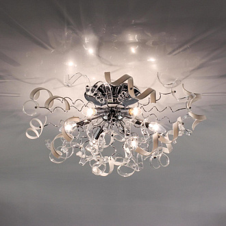 Потолочная люстра Citilux Рандом CL222161, диаметр 70 см, стекло белое/прозрачное