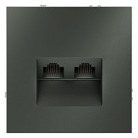 Розетка компьютерная встраиваемая Voltum S70 двойная RJ45+RJ45 кат.6, титан пластик Soft touch VLS060206