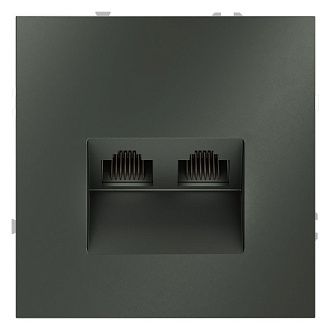 Розетка компьютерная встраиваемая Voltum S70 двойная RJ45+RJ45 кат.6, титан пластик Soft touch VLS060206