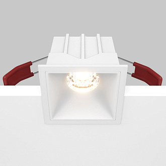 Светильник 7 см, 10W, 3000K, Maytoni Downlight Alfa LED DL043-01-10W3K-SQ-W, белый