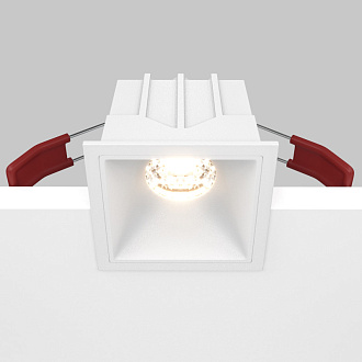 Светильник 7 см, 10W, 3000K, Maytoni Downlight Alfa LED DL043-01-10W3K-SQ-W, белый, вр 5,5*5,5 см