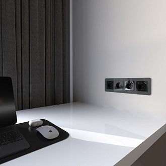 W1179548 Накладка для розетки USB, черный акрил Werkel, 4690389197789