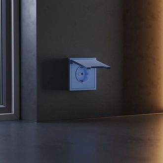 Накладка для розетки с заземлением, защитными шторками и крышкой, S70, деним Voltum VLS000815