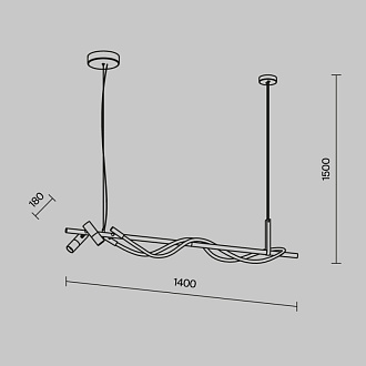 Светодиодный светильник 140 см, 42W, 3000K, Maytoni MOD166PL-L30GB3K, черный-золото