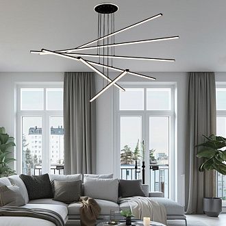 Люстра подвесная 120*21-130 см, LED 200W, 3000-5500K, 18000Lm, 27 м2 Citilux Trent CL203761  с пультом черный матовый