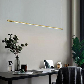 Линейно-подвесной светильник 120*35 см, 1*LED*20W 4000K Lussole Gilmer LSP-0933 матовое золото