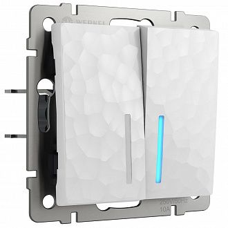 W1220101 Выключатель двухклавишный с подсветкой, hammer белый Werkel, 4690389162343