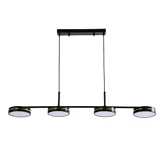 Подвесная люстра F-Promo Disco 4042-4P, L1000*W150*H140/1140, каркас матового черного цвета, рассеиватели из белого акрила, декоративные линии цвета золота